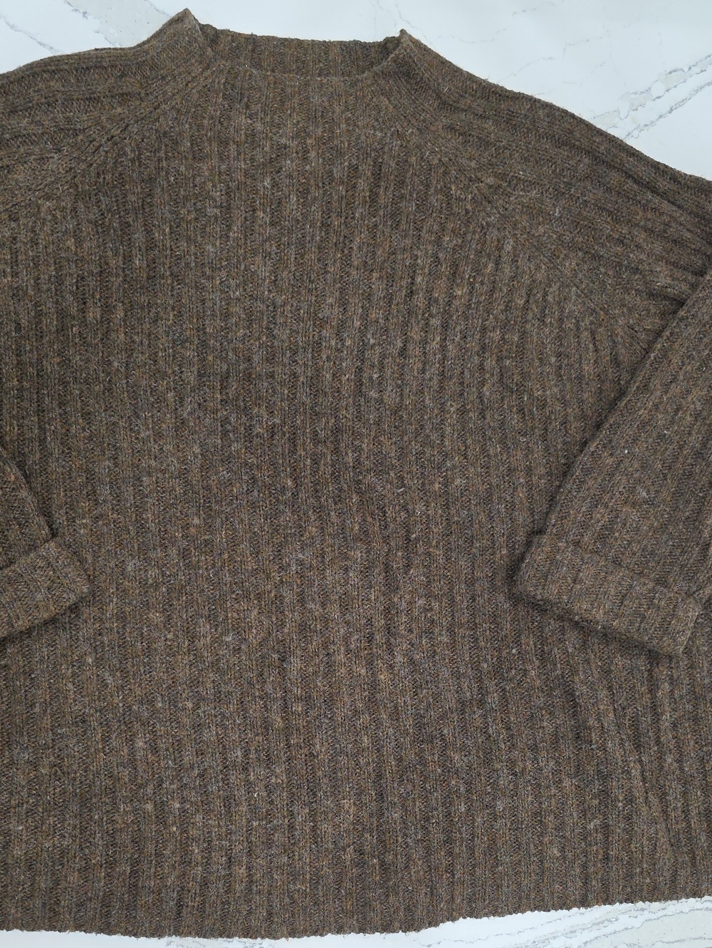 Vintage Sonoma 2X Wool Blend Ribbed Mock Neck Sweater Brown